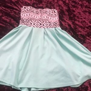 Blue strapless dress